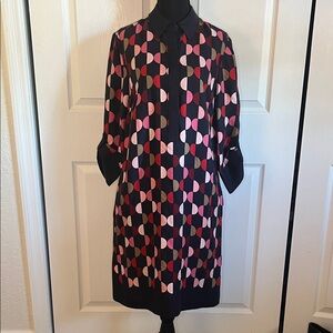 Hobbs London Aubery Tunic Dress Navy Multicolor Geometric Mod Size 4